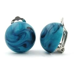 Schmuck Ohrclip, 18mm, t�rkis-blau-marmoriert