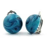 Schmuck Ohrclip, 18mm, t�rkis-blau-marmoriert