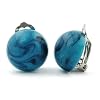 Schmuck Ohrclip, 18mm, t�rkis-blau-marmoriert