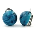 Schmuck Ohrclip, 18mm, t�rkis-blau-marmoriert