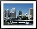 Brisbane Skyline, Tug and Barge on River Framed Art Poster Print, 39x31