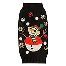 New York Dog Ugly Holiday Sweater for Pets, Black Snowman, Small