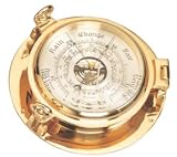 Contek Solid Brass Marine Style Barometer with Half-Hinged Scuttle Clamps.