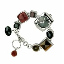 ELLETIME Women's Sterling Silver Multi Stone Bracelet Watch #4665NA