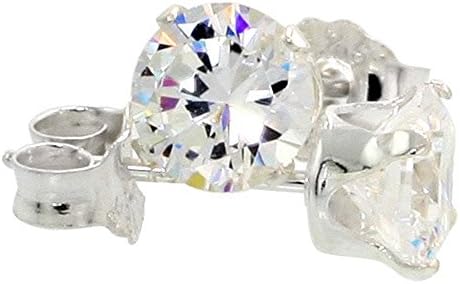 925 Sterling Silver CZ Cubic Zirconia Stud Earrings Brilliant Cut 3MM-10MM (5MM 1 Carat)