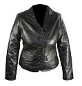 Ladies Front Button Waist Line Leather Blazer - Size : XL