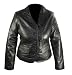 Ladies Front Button Waist Line Leather Blazer