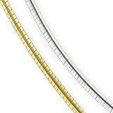 14k Two Tone White and Yellow Gold 2mm Reversible Omega Chain Necklace - 18