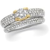 14K Two-Tone Gold Diamond Wedding Set - 0.90 Ct.
