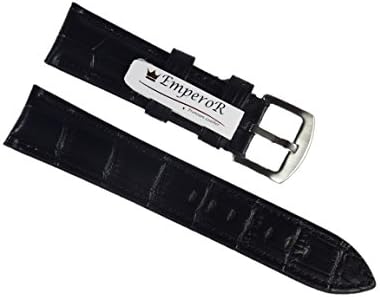 NP Watch Band Genuine Leather Watch Band Crocodile Pattern Width 22 mm. Black Color