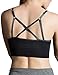 Women's Black Seamless Comfort Criss Cross Sports Bra Strappy Wirefree Yoga Bra