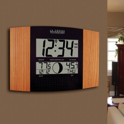 La Crosse Technology Atomic Wall Clock with Outdoor Temperature by La Crosse - 12.2 Inches Wide -