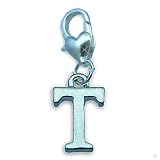 Beggar Charms for Bracelet Pendant silver Letter T #8637, bracelet Charm | Phone Charm