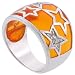 Sterling Silver Golden Yellow Resin Ring with Cubic Zirconia Stones Stars