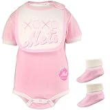 Majestic New York Mets Infant Girls Pink Sweetheart 3-Piece Creeper, Bib & Booties Set