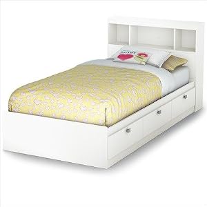 Bundle-41 Sparkling Mate's Bed in Pure White (4 Pieces) Size: Full