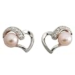 Sterling Silver Floating Pink Pearl Heart Design Stud Earrings