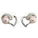 EXP Sterling Silver Floating Pink Pearl Heart Design Stud Earrings