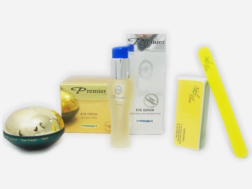 Premier Dead Sea Eye Set - Eye Serum, Eye Cream + Nail Flow Buffer + Professional File