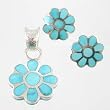 Turquoise Inlaid Flower Pendant and Earring Set by Michael Perry in Sterling Silver, #11564