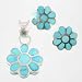 Southwestern Native American Handmade Turquoise Inlaid Flower Pendant and Earring Set by Michael Perry in Sterling Silver, #11564