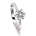 Platinum Plated Sterling Silver Round CZ Simulated Diamond Solitaire Engagement Ring