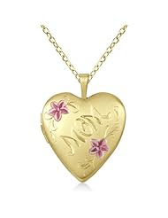 Heart Shaped Flower Style Pendant Necklace With "Mom" Engraving For Women 14K Yellow Gold Vermele