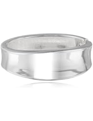 Kenneth Cole New York "Shiny Metals" Silver Sculptural Hinged Bangle Bracelet, 7.5"