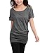 Allegra K Woman Scoop Neck Batwing Sleeves Tunic Top Dark Grey XL