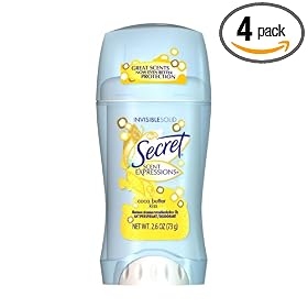 Secret Scent Expressions Invisible Solid, Coco Butter Kiss, 2.6-Ounce Bottle (Pack of 4)