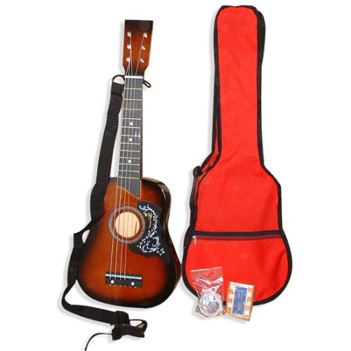 Childrens Toyshop  Musical Instruments : Crescent 25" Coffee Kids Toy Acoustic Guitar with Gig Bag and Accessories