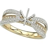 14K Two Tone Gold Round Diamond Semi Mount Engagement Ring