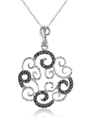 10K White Gold Black Diamond Pendant Necklace (0.25cttw), 18"