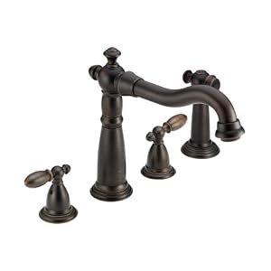 Delta Faucet 2256RB-216RB Victorian Double-Handle Kitchen Faucet with Spray, Rubbed Bronze by DELTA FAUCET