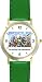 General George Washington Crossing the Delaware American Theme - WATCHBUDDY® DELUXE TWO-TONE THEME WATCH - Arabic Numbers - Green Leather Strap-Size-Large ( Men's Size or Jumbo Women's Size )