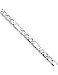 4.75mm, 14 Karat White Gold, Figaro Chain - 7 inch
