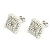 Mens Silver Tone Clear Cz Cube Iced Out Hip Hop Micro Pave Stud Earrings
