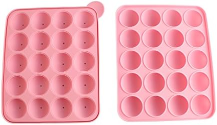 Delidge 20 Silicone Tray Pop Cake Stick Mould Lollipop Party Cupcake Baking Mold (Pink)