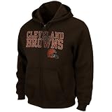 NFL Cleveland Browns Touchbck III Full Zip Jacket Adult Long Sleeved Fullzip Hooded Fleece, Classic Brown, Medium