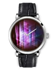 SPRAWL Aanalog Fashion Series Silver Ladies Watches of Genuine Black Leather Strap,Unique Wrist Watch for Women Girls Designed with Triangles in the dark pink shaded air