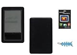 Black Silicone Skin Case Cover + LCD Screen Protector + Light Blue Fishbone Style Keychain for the Nook, Barnes and Nobles Electronic eBook Reader