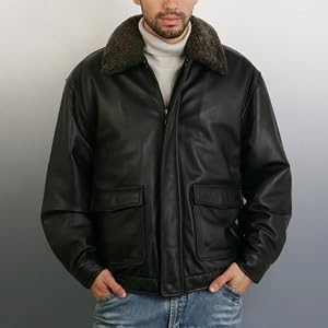 Landing Leathers Mens Cowhide Leather Flight Bomber Jacket with Genuine Shearling Collar -...