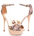 Shoehorne Womens Qupid Beige Cream & Black Snake Print High Heel Sandals Platform evening Shoes Avail in all sizes