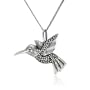 Sterling Silver Marcasite Hummingbird Pendant, 18"