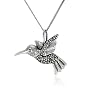 Sterling Silver Marcasite Hummingbird Pendant, 18"