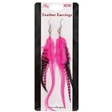 Mia Feather Earrings, Hot Pink, 1 Ounce