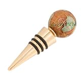 Gemstone Globe Gold Wine Bottle Stopper - Copper Amber Opalite