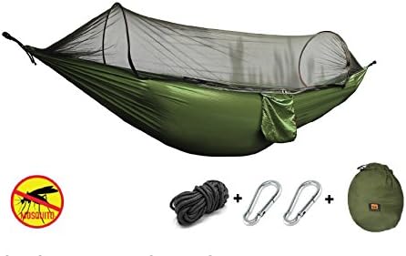Pantan Ultra-light and Durable Hammock Tent Capacity 440 Pounds with Mosquito Net, Breathable Parachute Nylon Hammock for Outdoor Camping, Hiking, Backpacking, Backyard (Army Green)