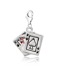 Sterling Silver & Enamel clip-on deck of cards charm