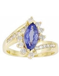 14K Yellow Gold Tanzanite and Diamond Ring -- LIFETIME WARRANTY